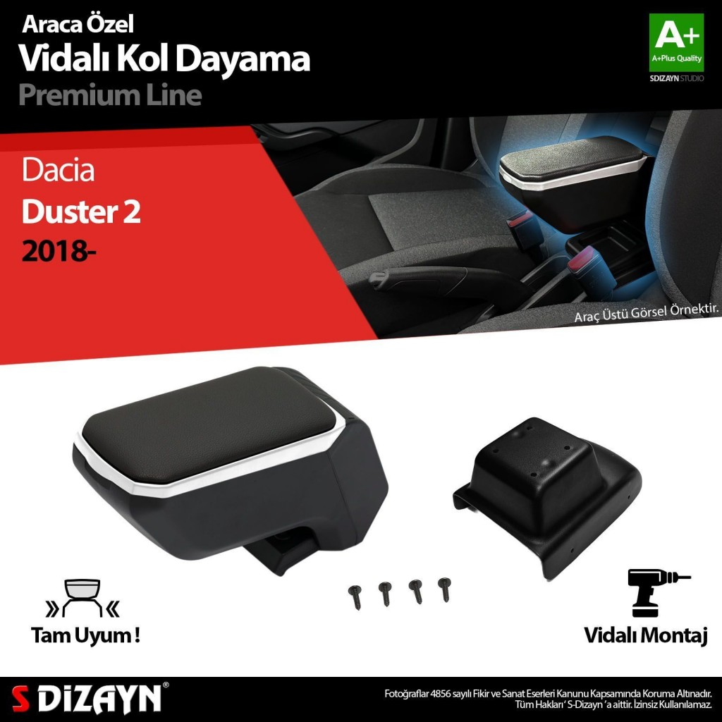 Dacia Duster Uyumlu 2 Kol Dayama Kolçak Abs Vidalı Gri 2018 Üzeri A+Kalite Parça