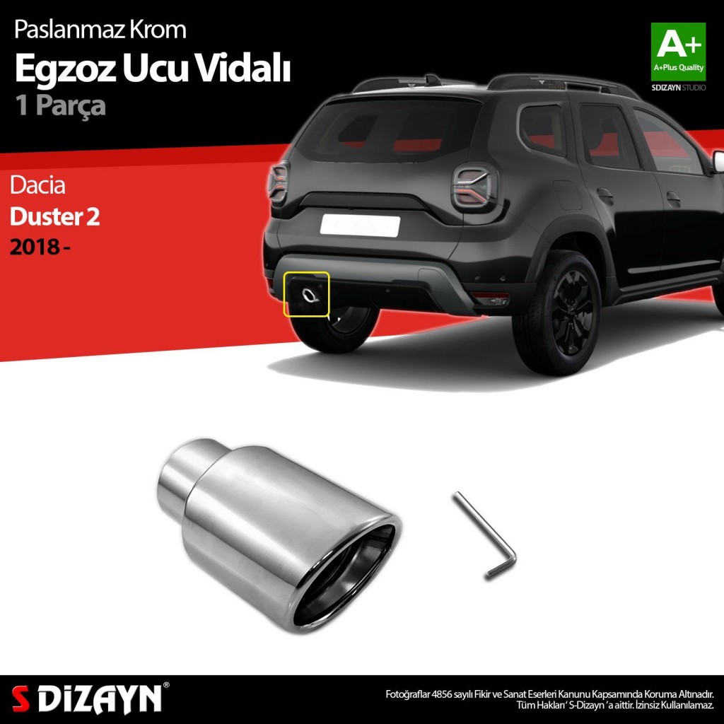 Dacia Duster Uyumlu 2 Krom Egzoz Ucu Vidalı 2018 Ve Üzeri Parça
