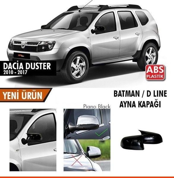 Dacia Duster Uyumlu (2010-2017) Batman Ayna Kapağı (Parlak Siyah)