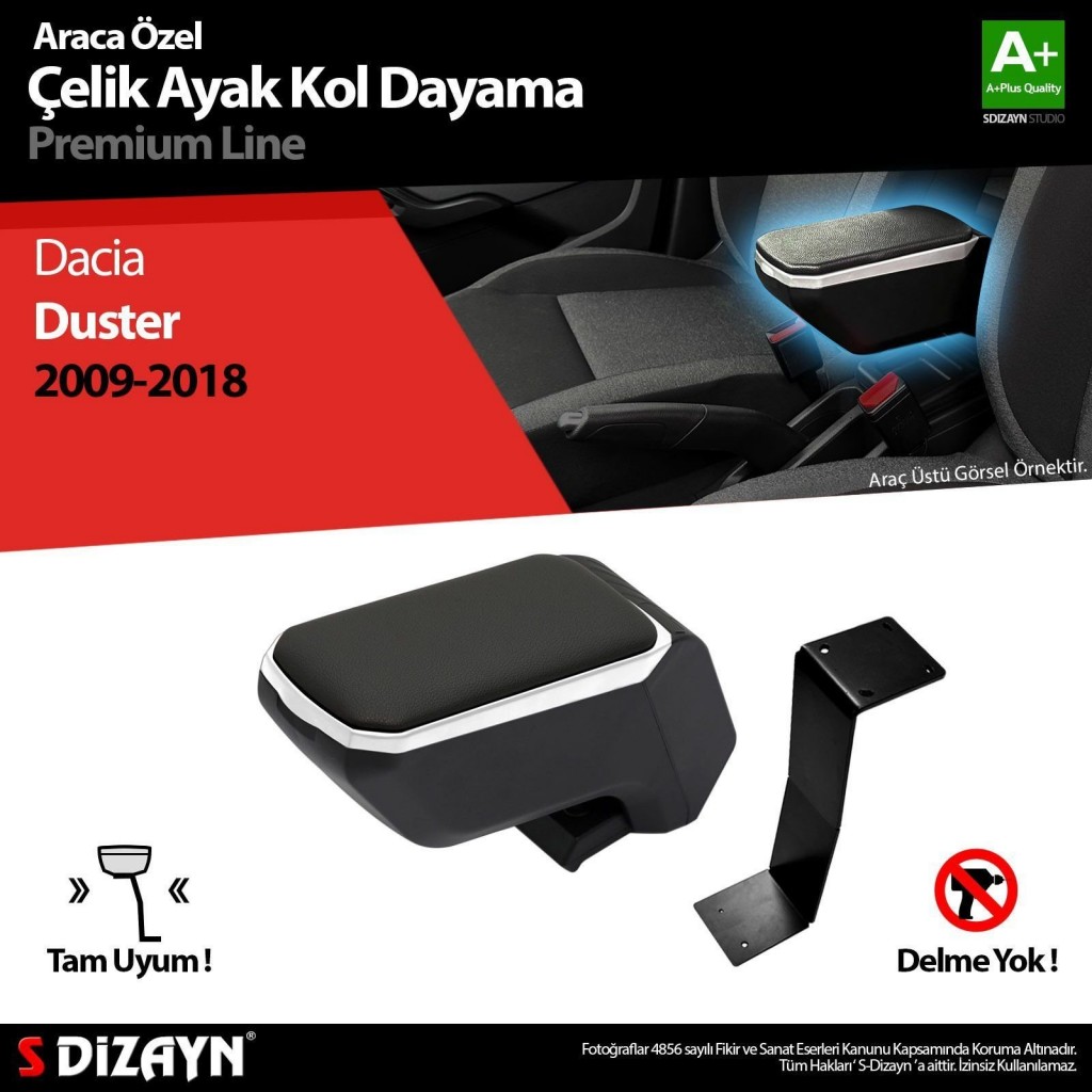 Dacia Duster Uyumlu Kol Dayama Kolçak Çelik Ayaklı Abs Gri 2009-2018 A+Kalite Parça