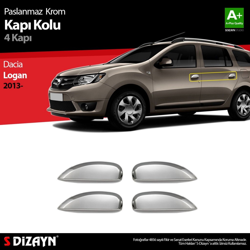 Dacia Logan Uyumlu Mcv Krom Kapı Kolu 4 Kapı 2013-2020