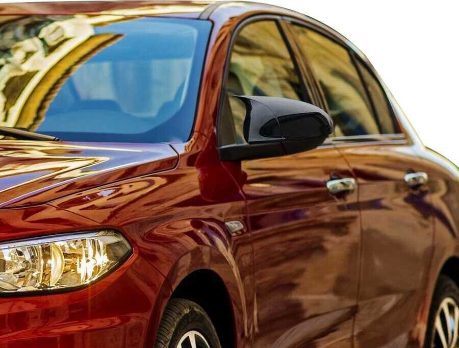 Fiat Egea Uyumlu 2015 Sonrası Sedan Yarasa Ayna Kapağı (Parlak Siyah)