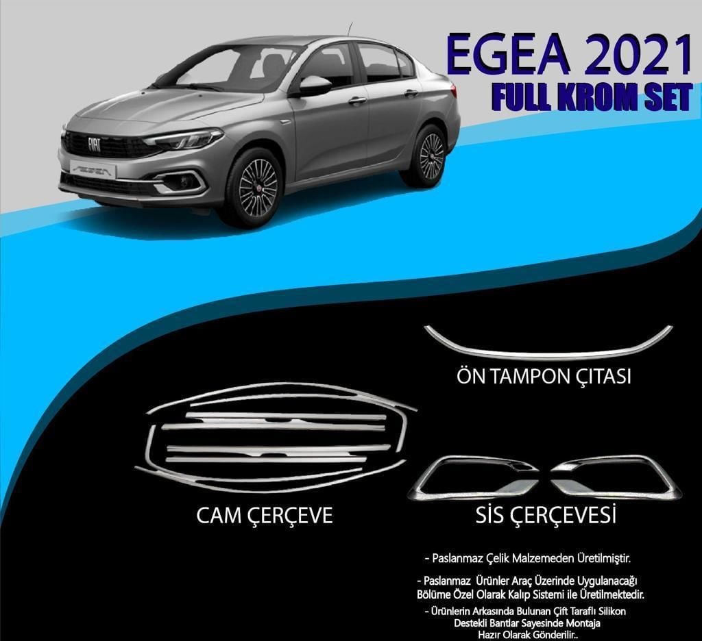 Fiat Egea Uyumlu 2021 Krom Set (Cam Çerçeve.-Ön Tampon Çıt.-Sis Çerçevesi) Parça Egea (2015+)