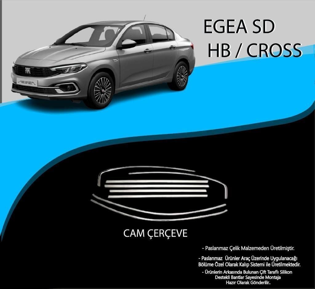 Fiat Egea Uyumlu Cross Krom Cam Çerçevesi 8 Parça (2020+)