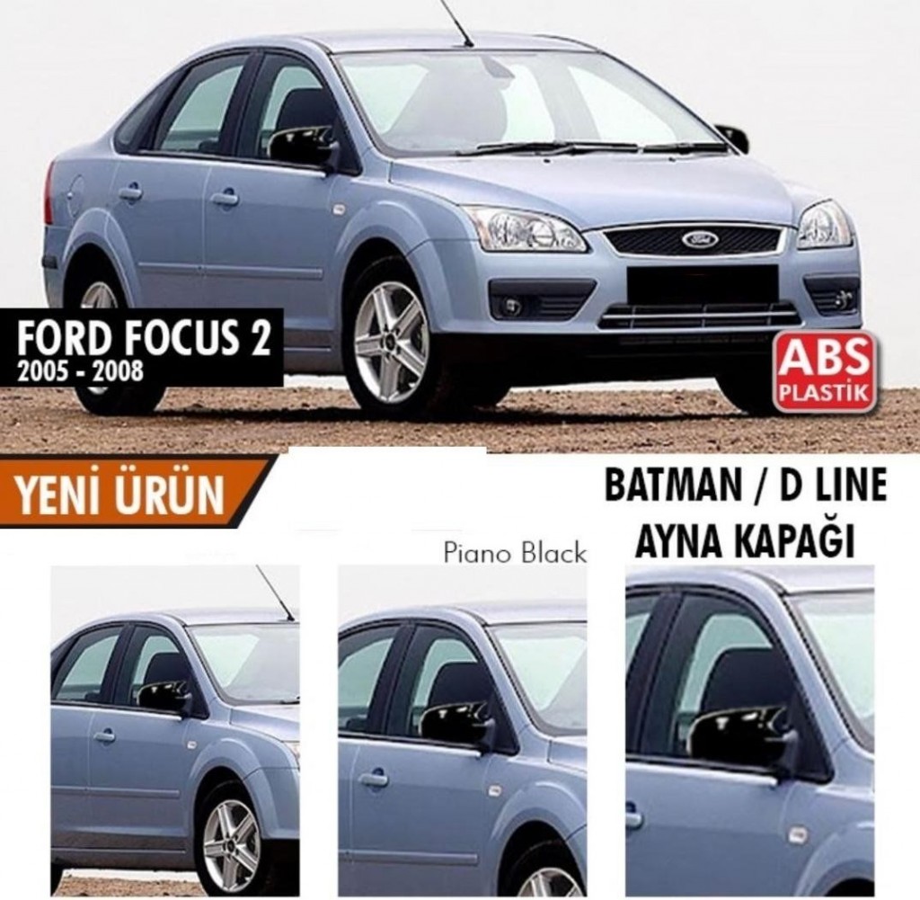 Ford Focus Uyumlu 2 (2005-2008) Batman Yarasa Ayna Kapağı (Parlak Siyah)