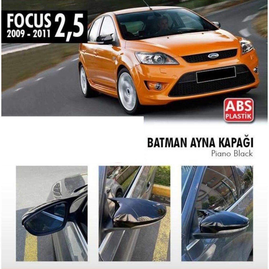 Ford Focus Uyumlu 45414 (2009-2011) Hatchback Batman Yarasa Ayna Kapağı (Parlak Siyah)