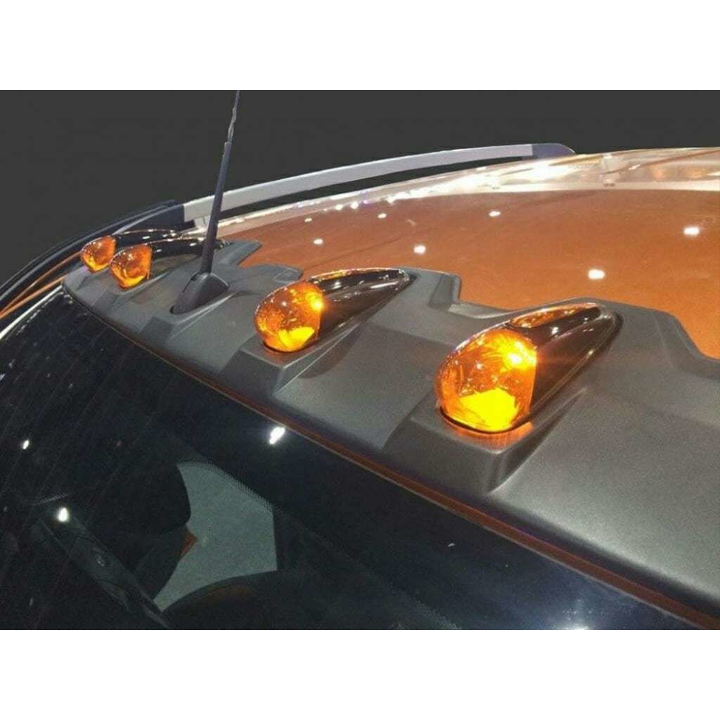 Ford Ranger Uyumlu 2012-2020 Tavan Üstü Turuncu Işıklı Mat Siyah Vizörü