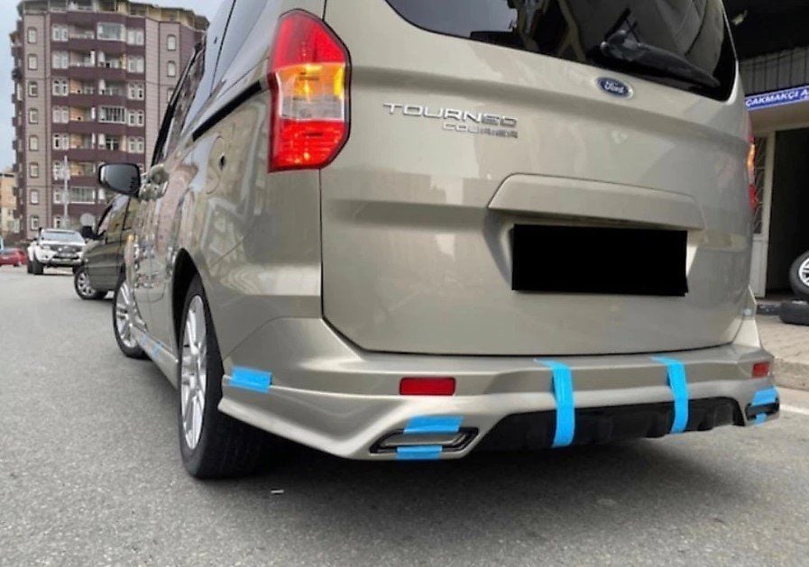 Ford Tourneo Uyumlu Courier Egzoz Görünümlü Arka Tampon Eki (Plastik)