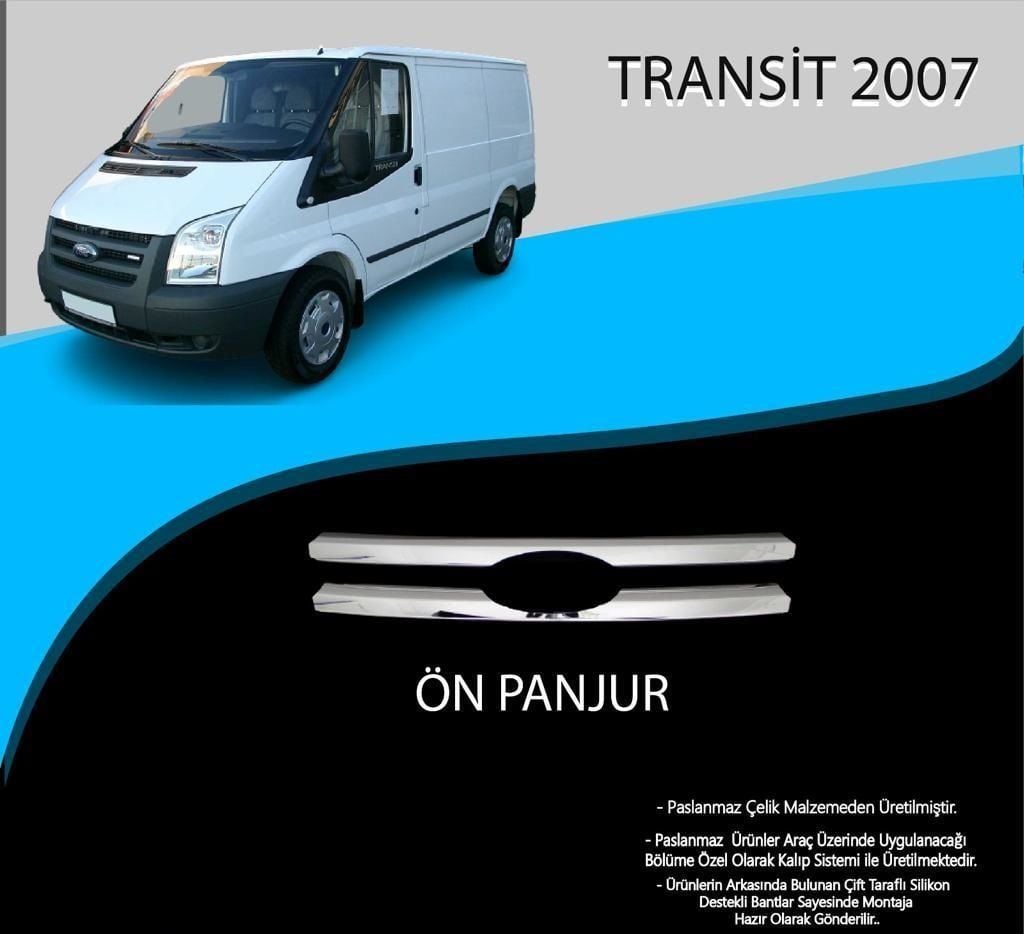 Ford Transit Uyumlu Krom Ön Panjur Krom Çıta 2 Parça  Transit (2006-2013)