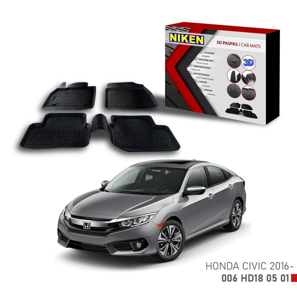 Honda Civic -2016 Için Uyumlu 3D Paspas