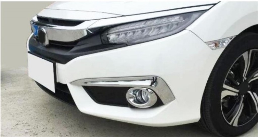 Honda Civic Uyumlu Fc5 2016-2019 Ön Sis Kası Ve Halka Kaplaması Nikelaj