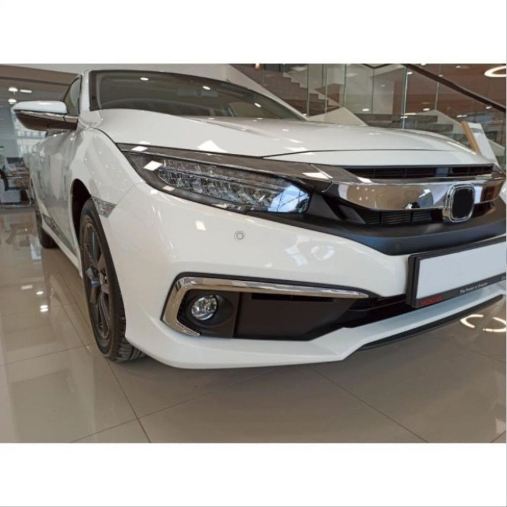 Honda Civic Uyumlu Fc5 2019-2021 Ön Sis Kaşı Kaplaması Nikelaj (Makyajlı Kasa)