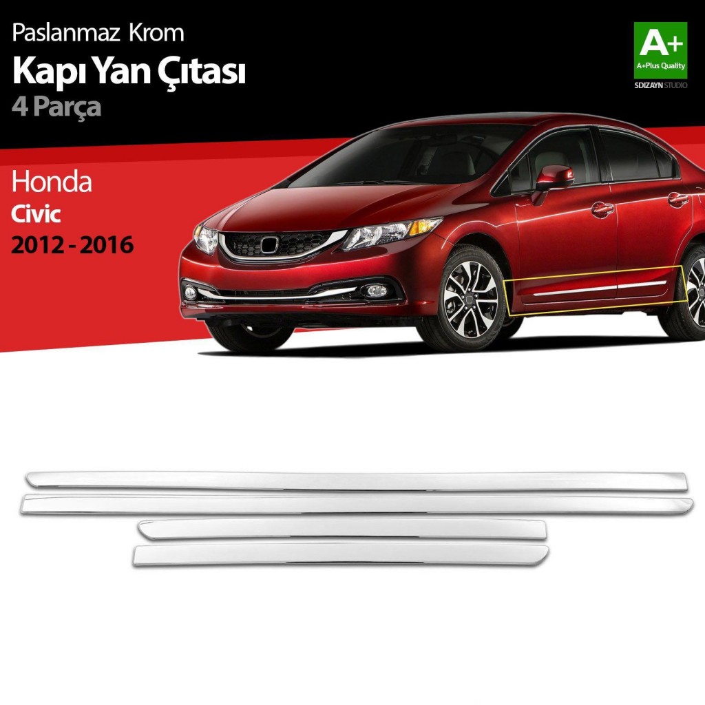 Honda Civic Uyumlu Krom Kapı Yan Çıtası 2012-2016