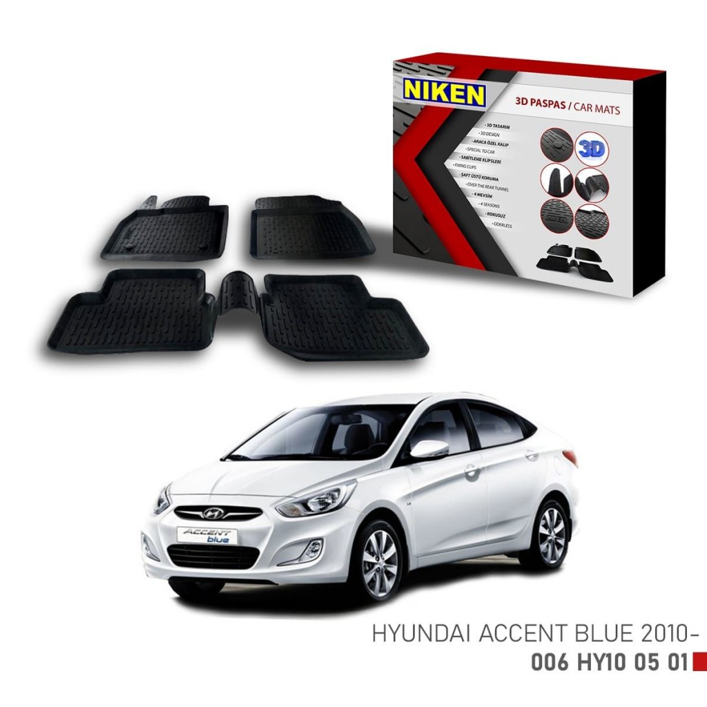 Hyundai Accent Blue Için Uyumlu -2010 3D Paspas