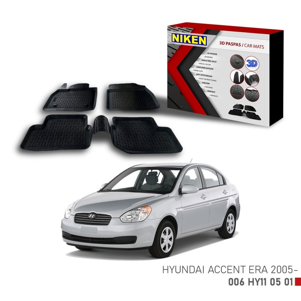 Hyundai Accent Era Için Uyumlu -2005 3D Paspas