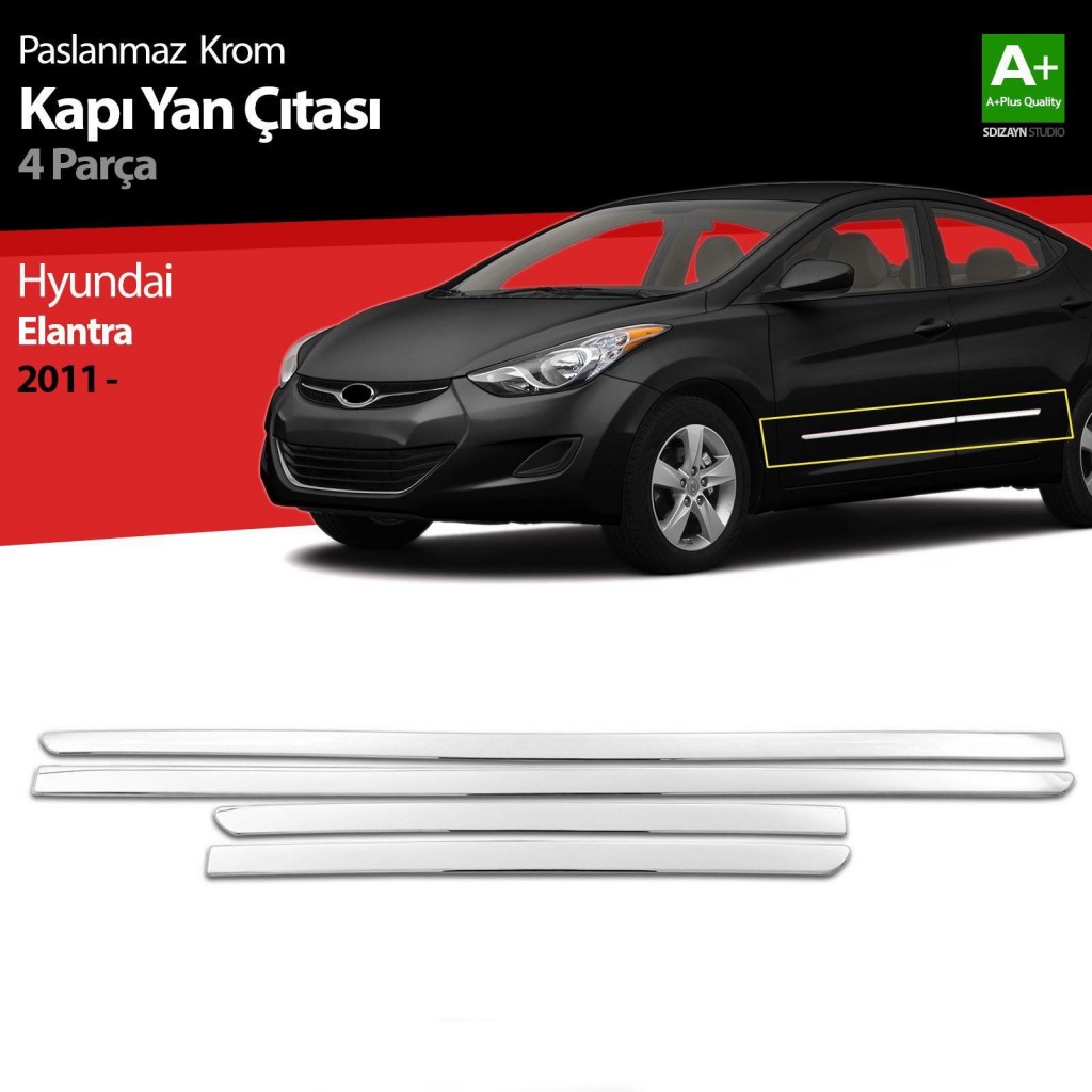 Hyundai Elantra Uyumlu Krom Kapı Yan Çıtası 2011 Üzeri