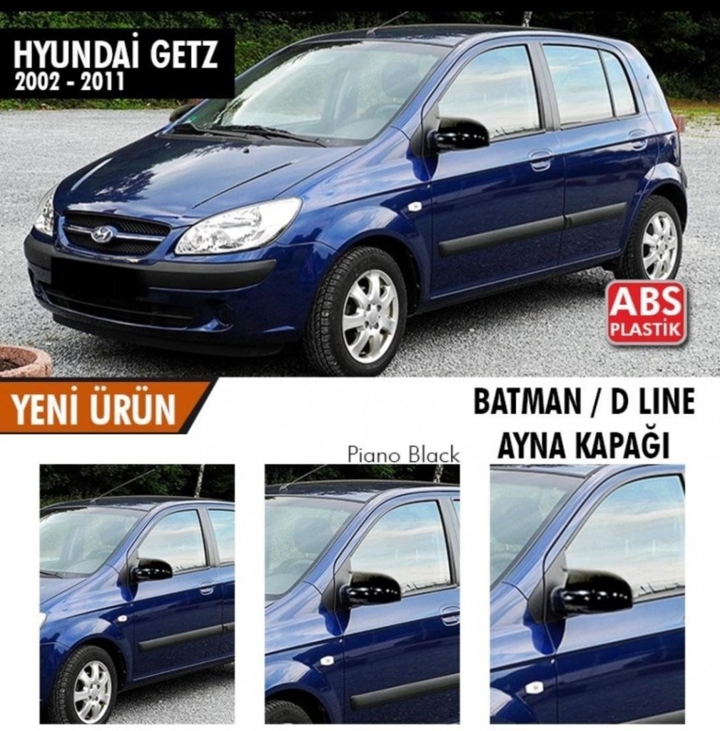 Hyundai Getz Uyumlu (2002-2011) Batman Yarasa Ayna Kapağı (Parlak Siyah)