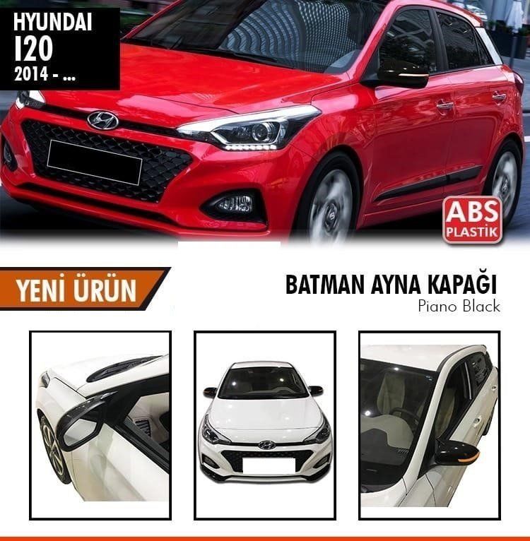 Hyundai İ20 Uyumlu 2014-2018 Sinyalli Batman Yarasa Ayna Kapağı (Parlak Siyah)