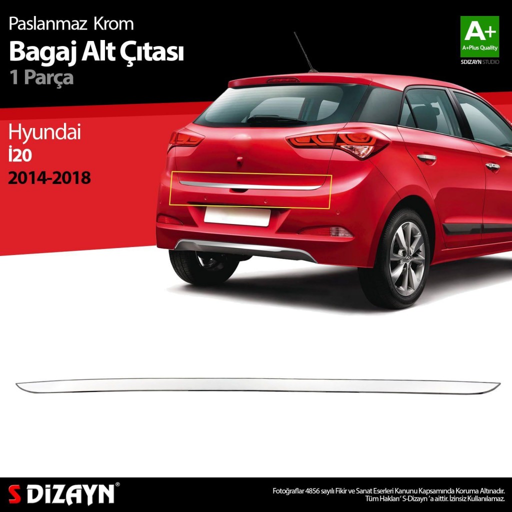 Hyundai İ20 Uyumlu Krom Bagaj Alt Çıtası 2014-2018