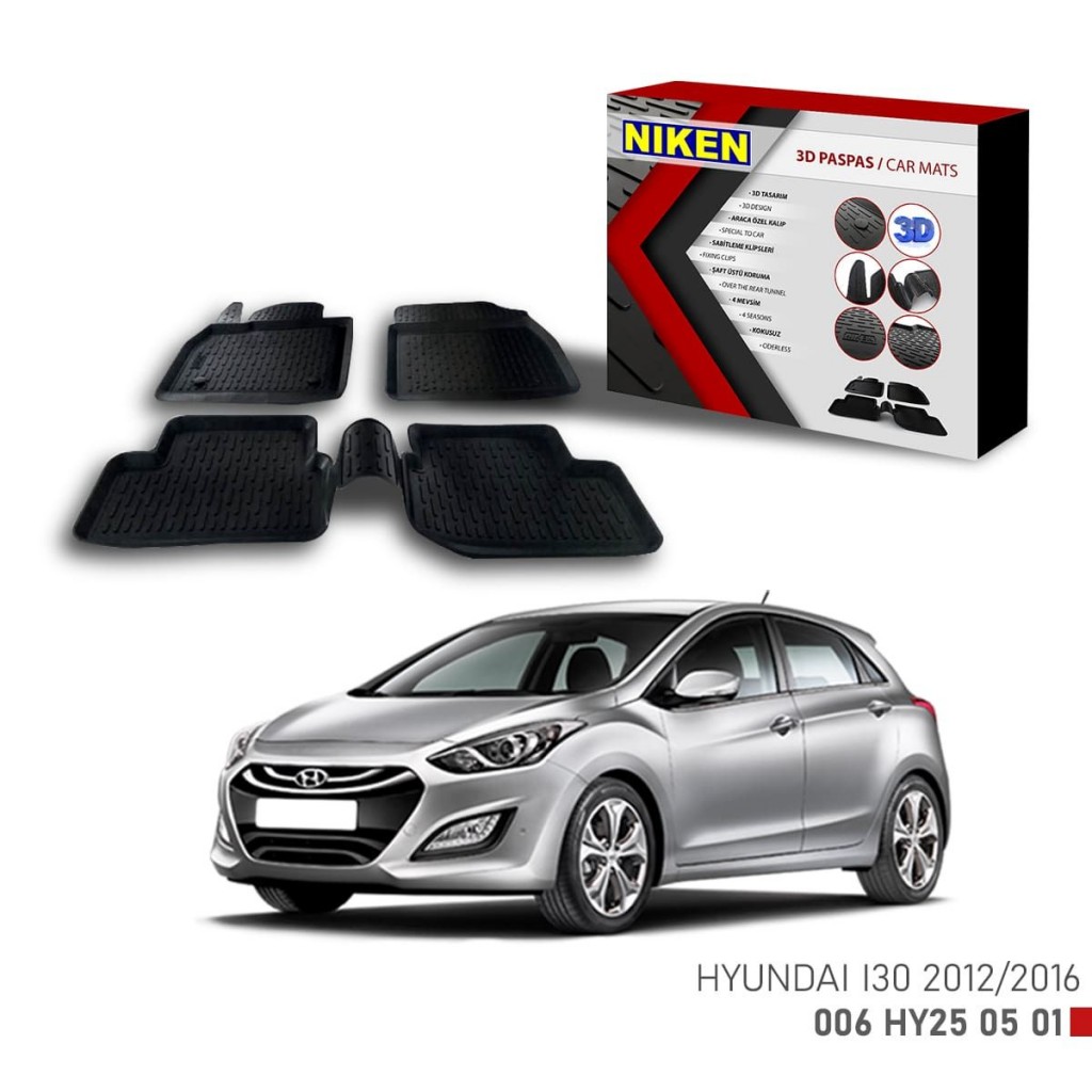 Hyundai I30 2012-2016 Için Uyumlu 3D Paspas