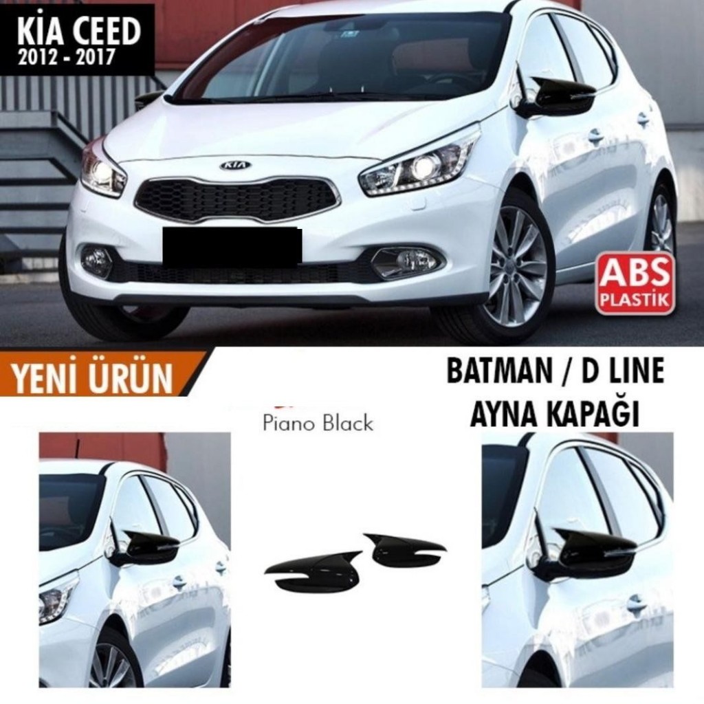 Kia Ceed Uyumlu (2012-2017) Batman Yarasa Ayna Kapağı (Parlak Siyah)