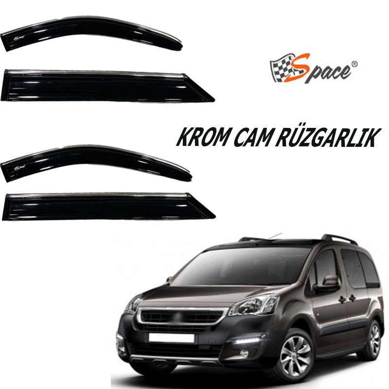Krom Cam Rüzgarlığı 1.2Mm Peugeot Partner Tepe  2010-2015 2'Li / Caru462