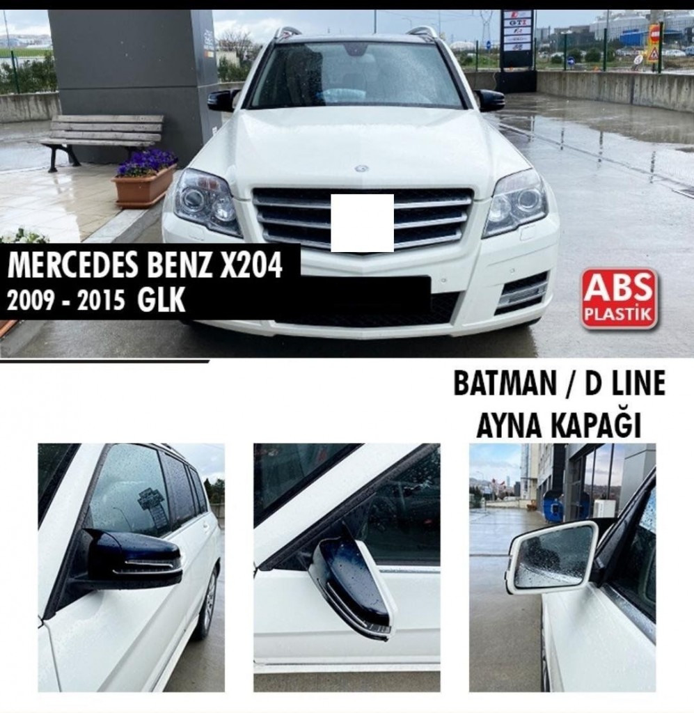 Mercedes Glk Uyumlu Serisi X204 (2009-2015) Batman Yarasa Ayna Kapağı (Parlak Siyah)
