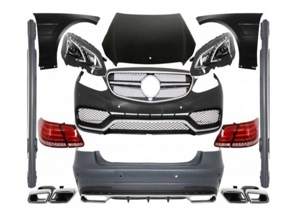 Mercedes W212 Uyumlu Full Body Kit-Makyajsız Kasayı Makyajlı E63E Çevirme(Far-Stop-Kaput Ve Çamurluk Dahil)