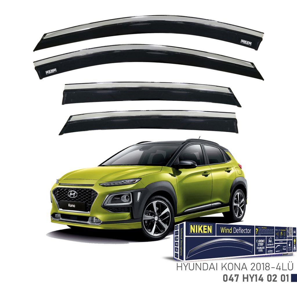 Niken Hyundai Uyumlu Kona -2018-Kromlu Cam Rüzgarlığı 4Lü Parça