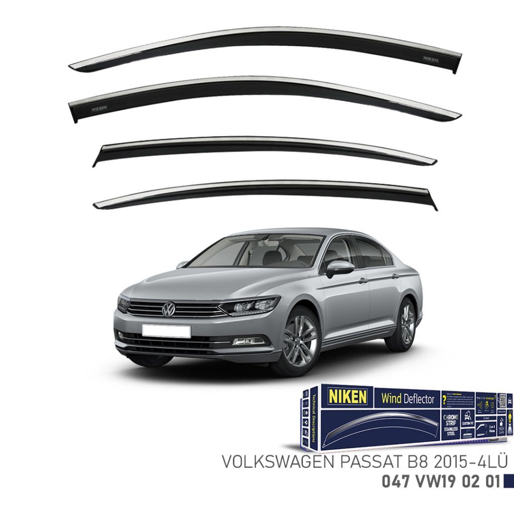 Niken Volkswagen Uyumlu B8 2015 - 2020 Kromlu Cam Rüzgarlığı 4'Lü