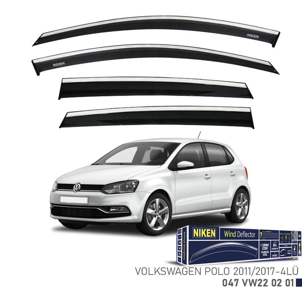Niken Volkswagen Uyumlu Polo 2011-2017 Kromlu Cam Rüzgarlığı 4Lü Parça