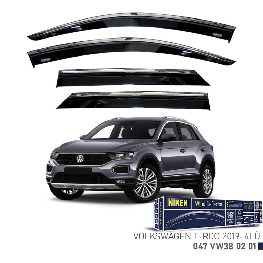 Niken Volkswagen Uyumlu T-Roc -2019 Kromlu Cam Rüzgarlığı 4Lü Parça