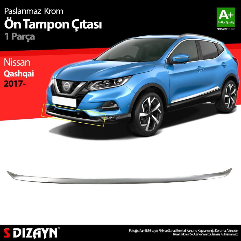 Nissan Qashqai Uyumlu Krom Ön Tampon Çıtası 2017-2021