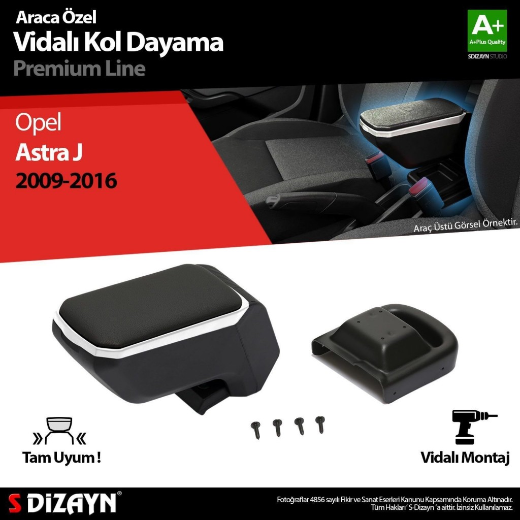 Opel Astra Uyumlu J Abs Vidalı Kol Dayama Kolçak Gri 2009-2016 A+Kalite Parça