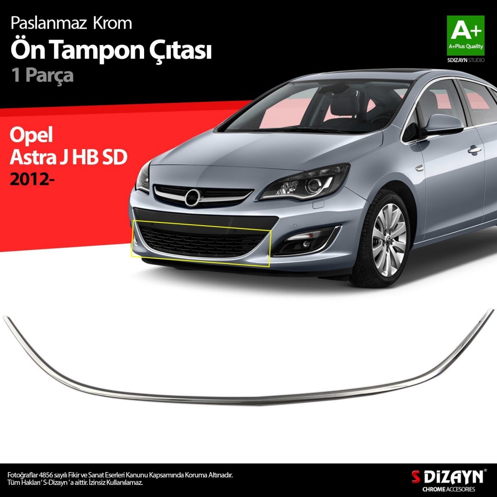 Opel Astra Uyumlu J Krom Ön Tampon Çıtası 2012 Üzeri