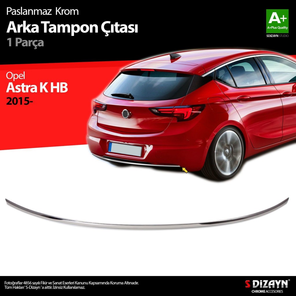 Opel Astra Uyumlu K Hatchback Krom Arka Tampon Çıta 2015 Üzeri