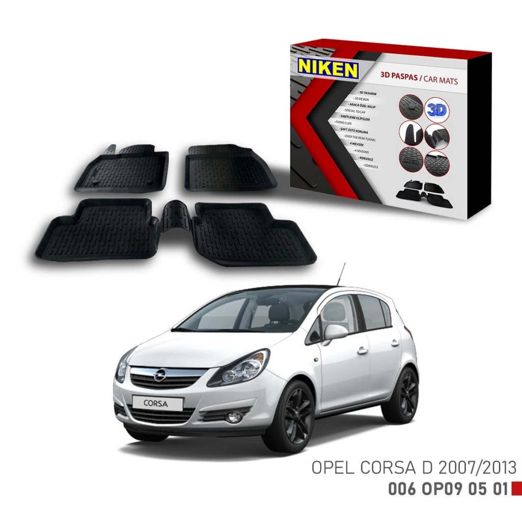 Opel Corsa D Için Uyumlu 2007-2013 3D Paspas