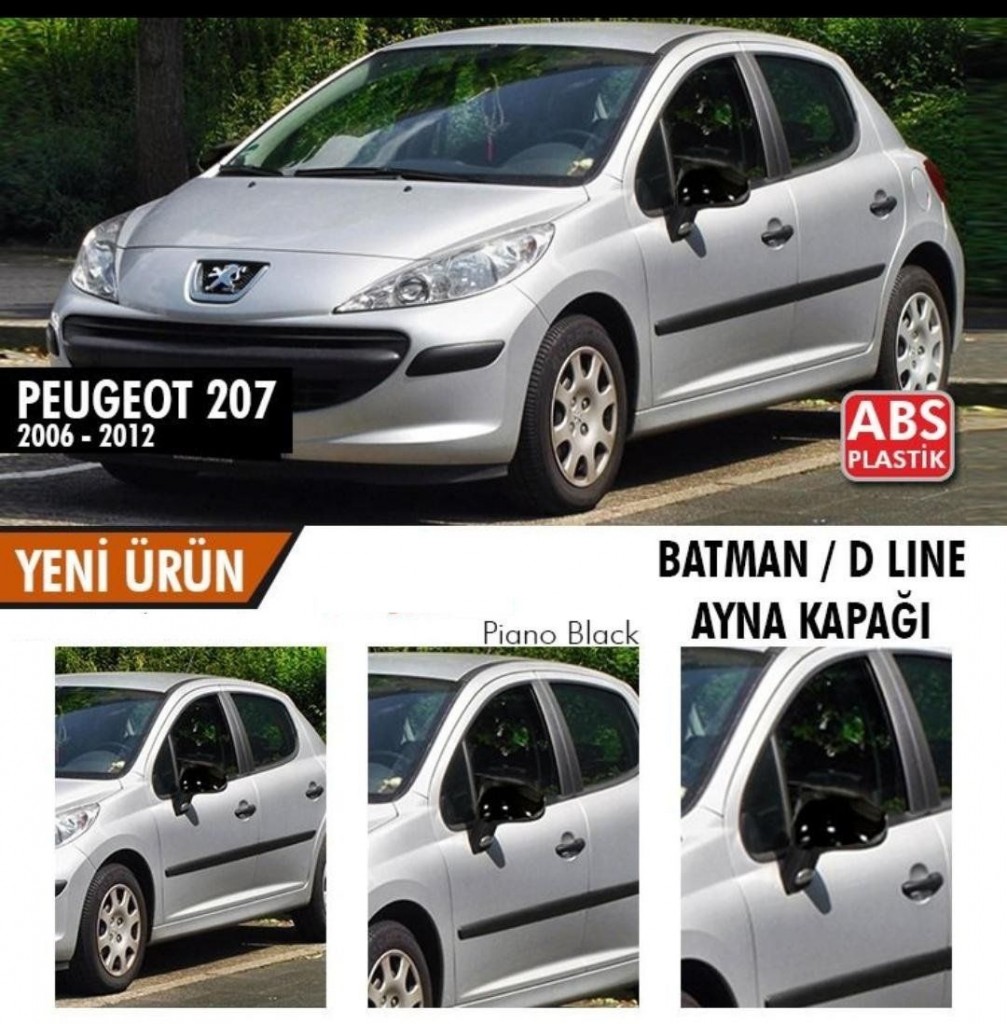 Peugeot 207 Uyumlu (2006-2012) Batman Yarasa Ayna Kapağı (Piano Black)