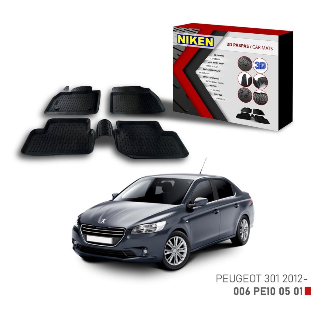 Peugeot 301 -2012 Için Uyumlu 3D Paspas