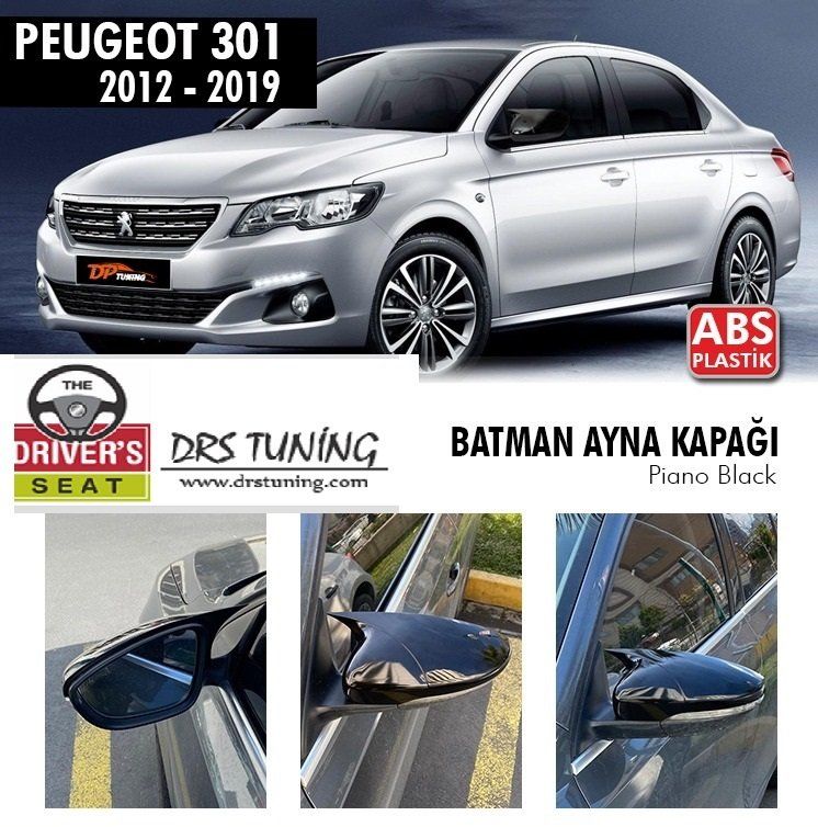 Peugeot 301 Uyumlu (2012-2021) Batman Yarasa Ayna Kapağı (Piano Black)