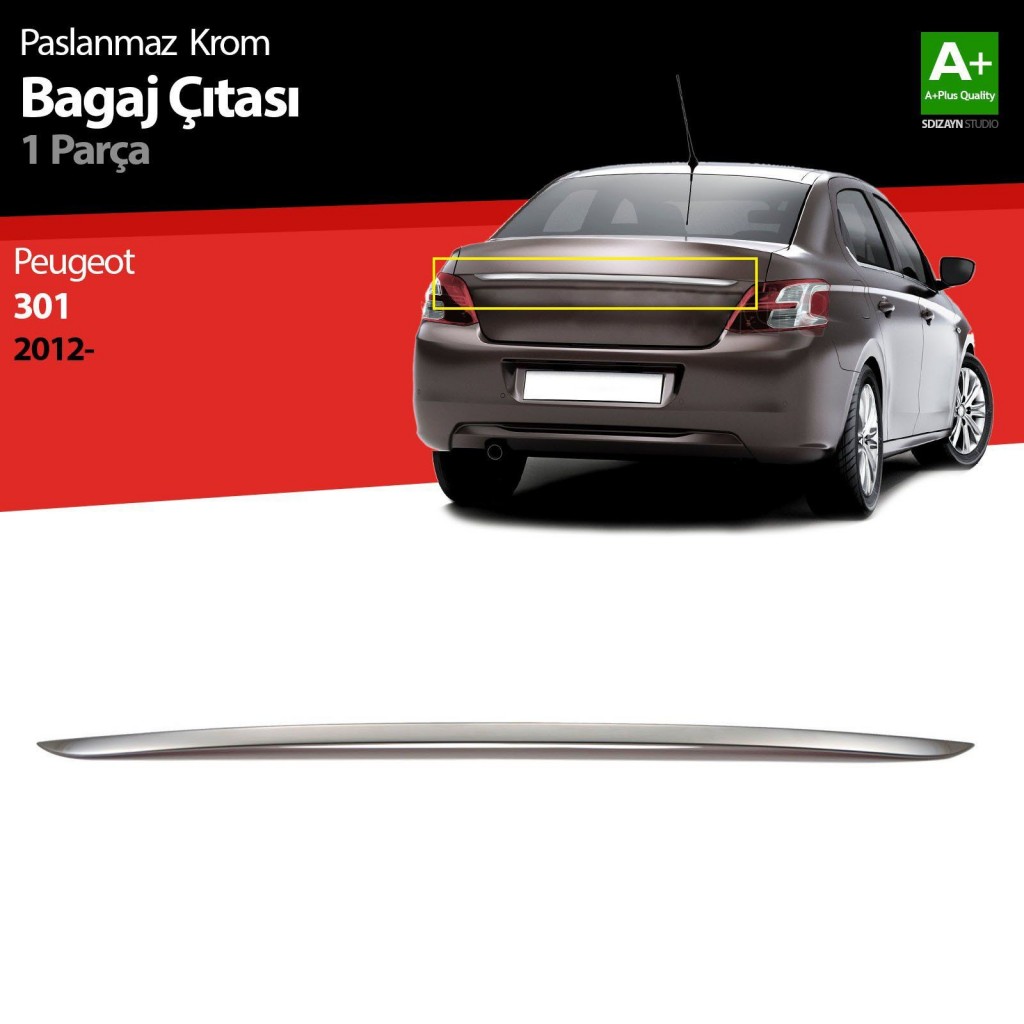 Peugeot 301 Uyumlu Krom Bagaj Çıtası 2012 Üzeri