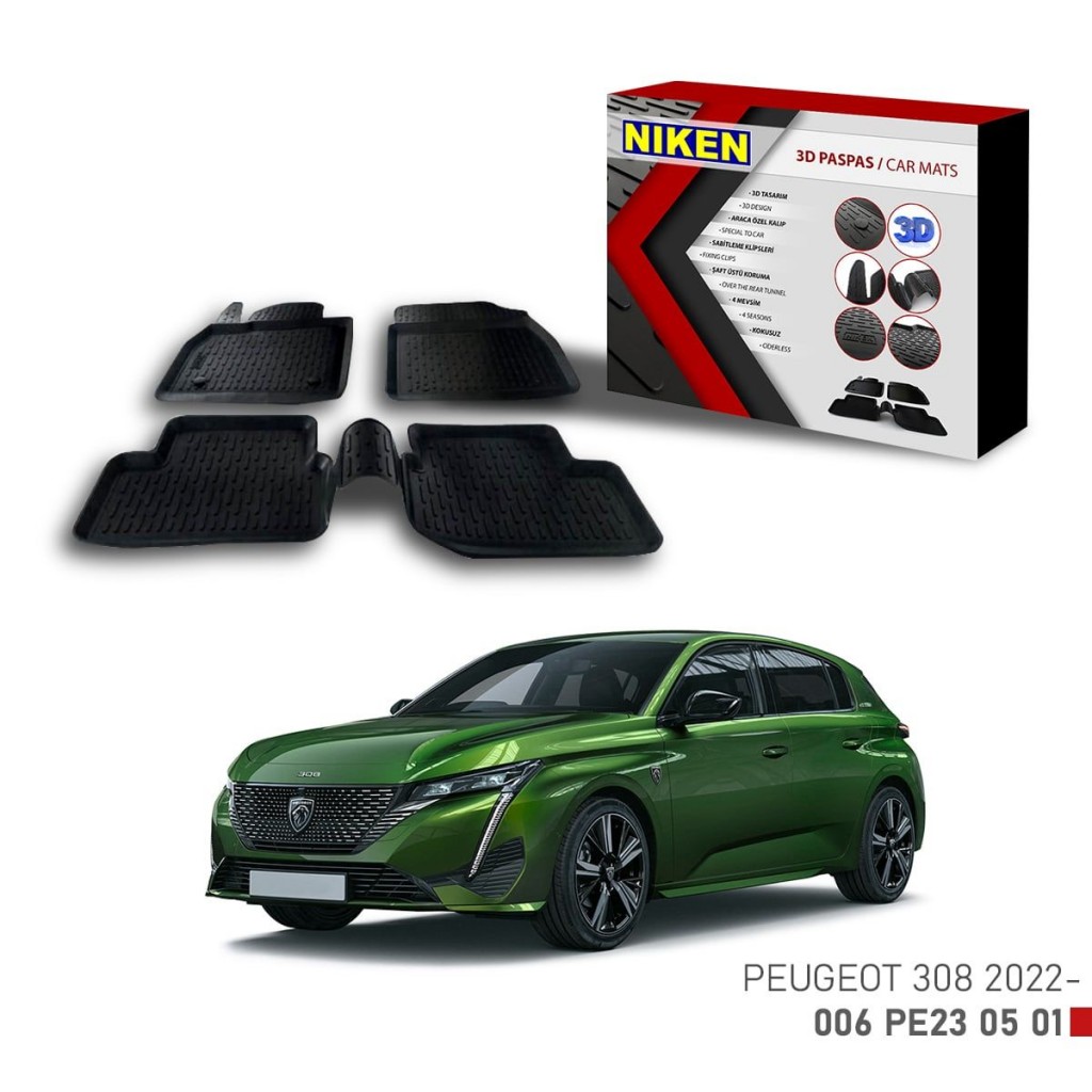 Peugeot 308 -2022 Için Uyumlu 3D Paspas