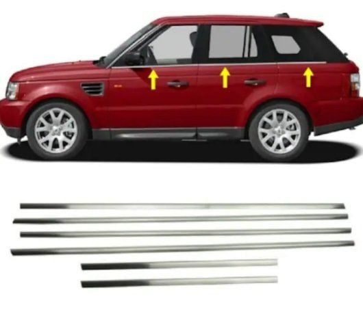 Range Rover Uyumlu Sport 2006-2012 Cam Çıtası Paslanmaz Çelik Krom 6 Parça