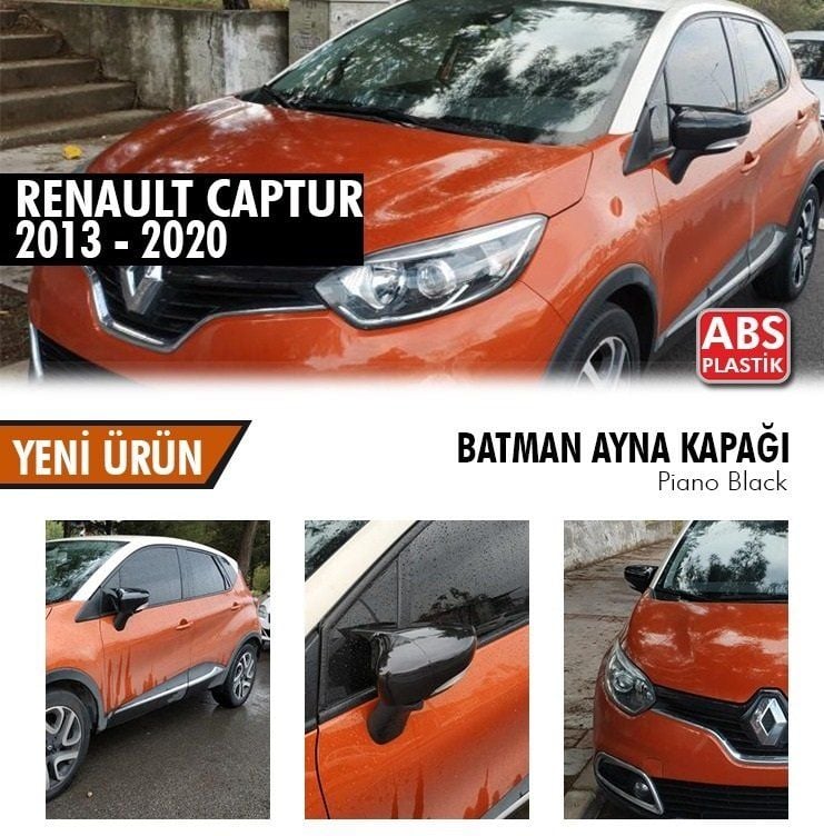 Renault Captur Uyumlu (2013-2020) Yarasa Ayna Kapağı (Piano Black)