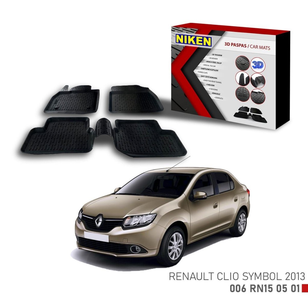 Renault Clio Symbol Için Uyumlu 2013 3D Paspas