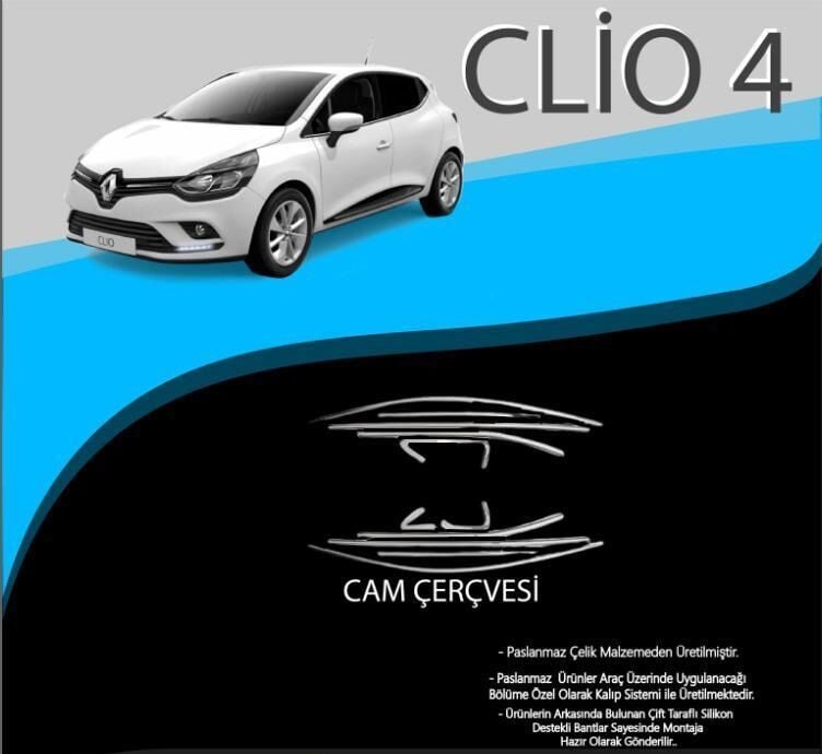 Renault Clio Uyumlu 4 Krom Cam Çerçevesi Parça