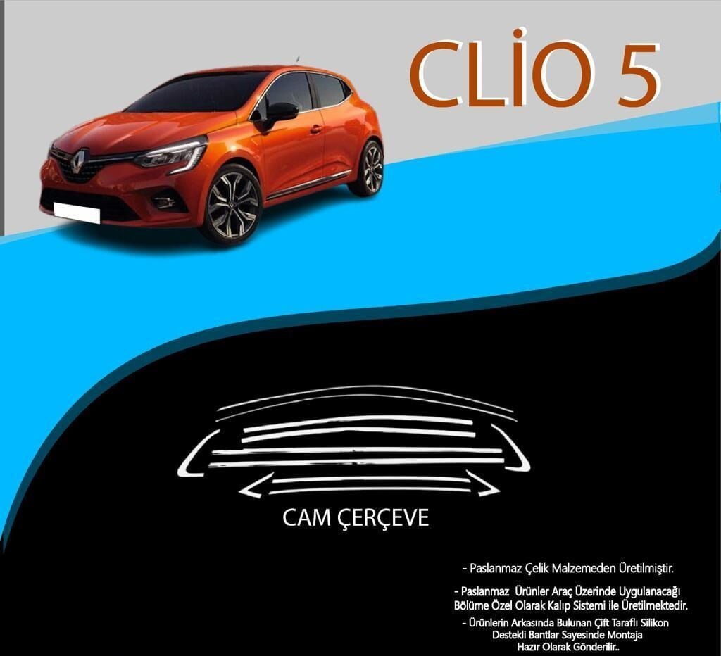 Renault Clio Uyumlu 5 Krom Cam Çerçevesi 12 Parça 2019 Ve Üzeri Parça