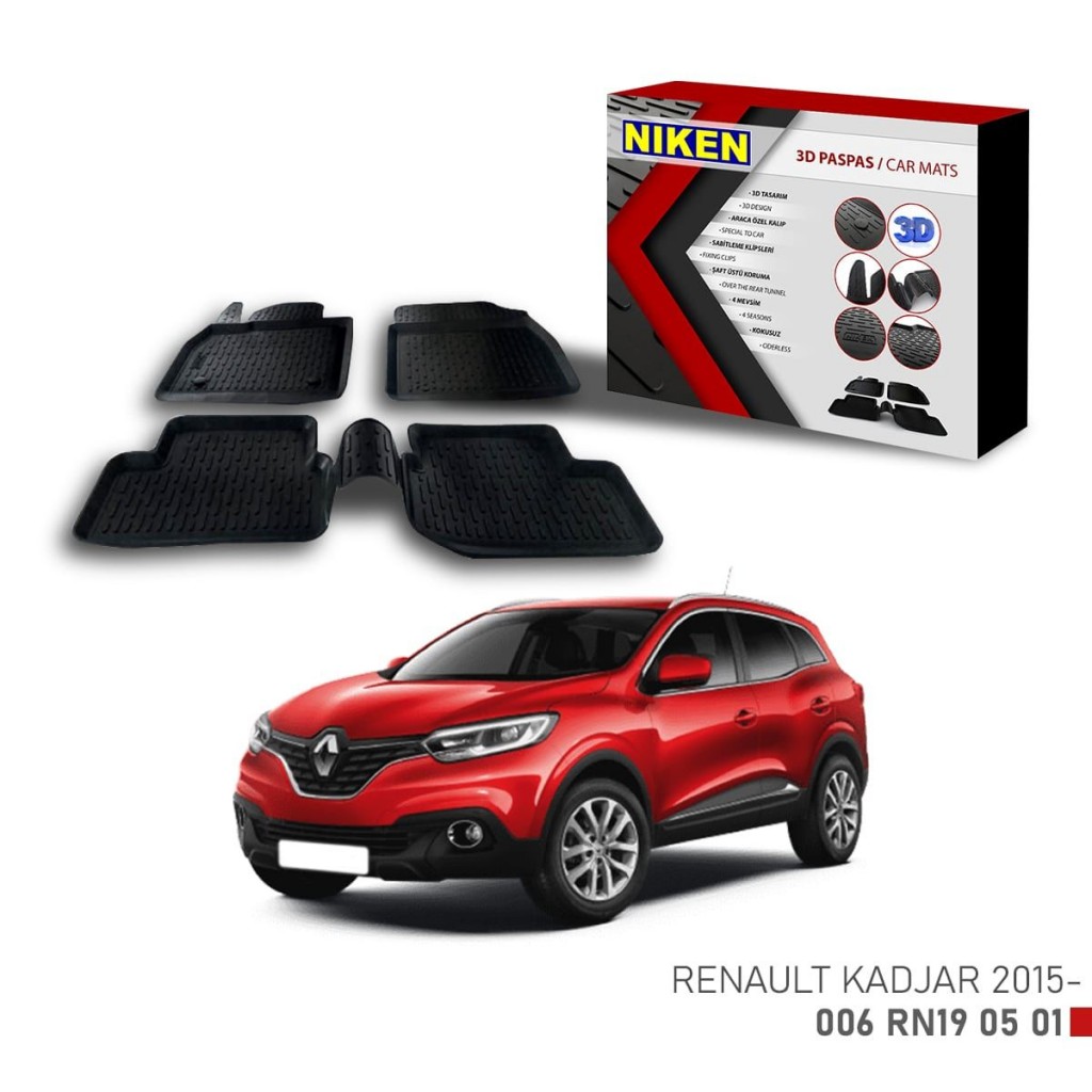 Renault Kadjar -2015 Için Uyumlu 3D Paspas
