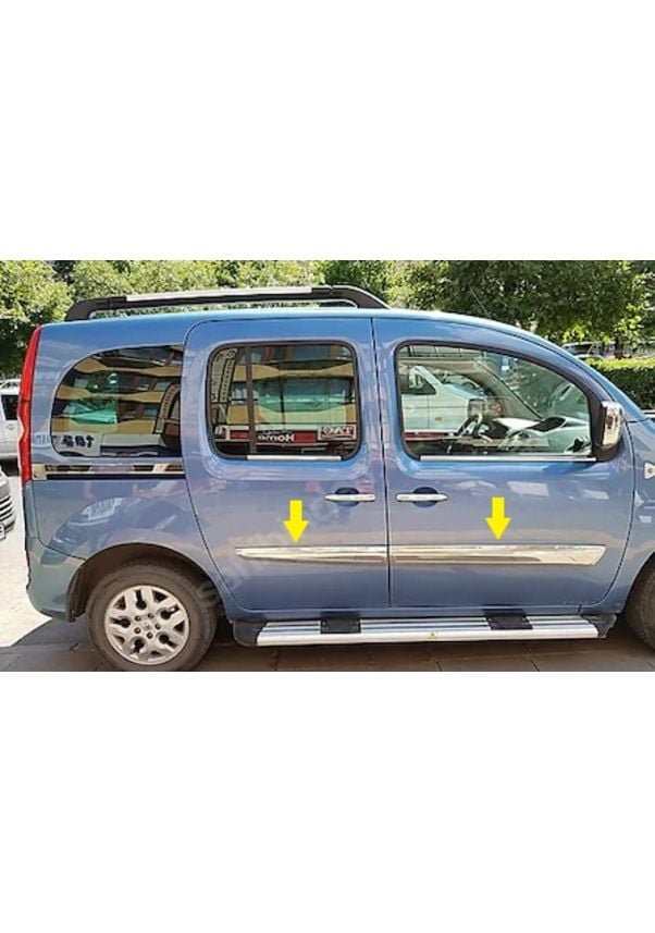 Renault Kangoo Uyumlu 2 Yan Kapı Çıtası -2008 Paslanmaz Çelik Parça