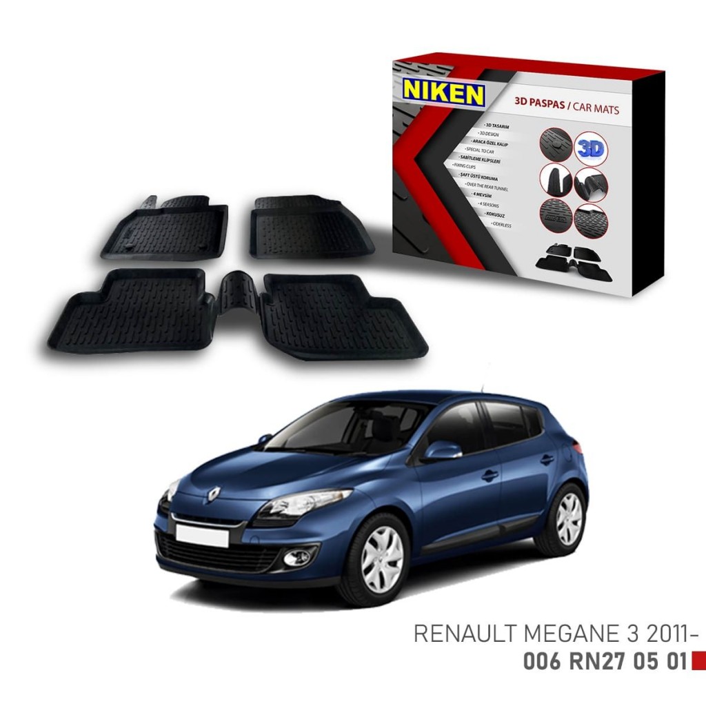 Renault Megane 3 Için Uyumlu -2011 3D Paspas
